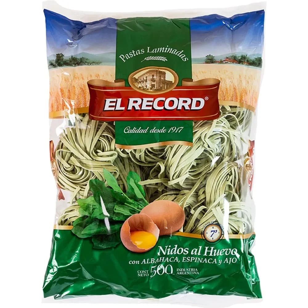 Fideos El Record Nido al Huevo con Espinaca 500g