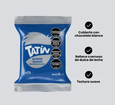 Alfajor Tatin Simple Blanco 33 Gr